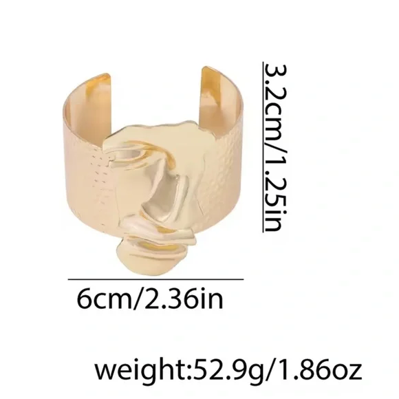 Sculptural Gold Face Cuff Bracelet - Picture 3 of 5